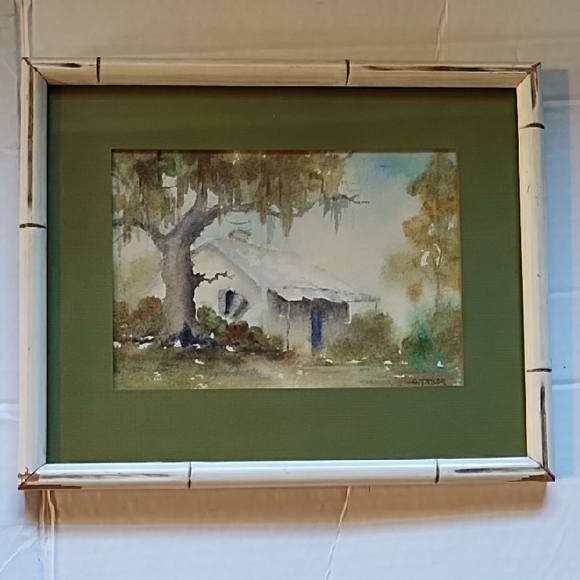 Other - Rustic Landscape Art with Bamboo Frame